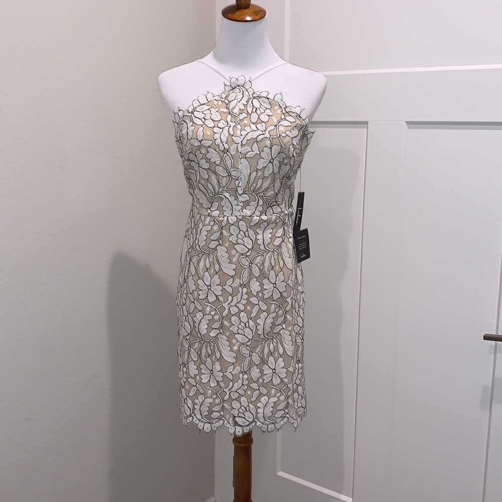 NWT Lulus Delicate Darling Beige Lace Dress - Picture 5 of 10